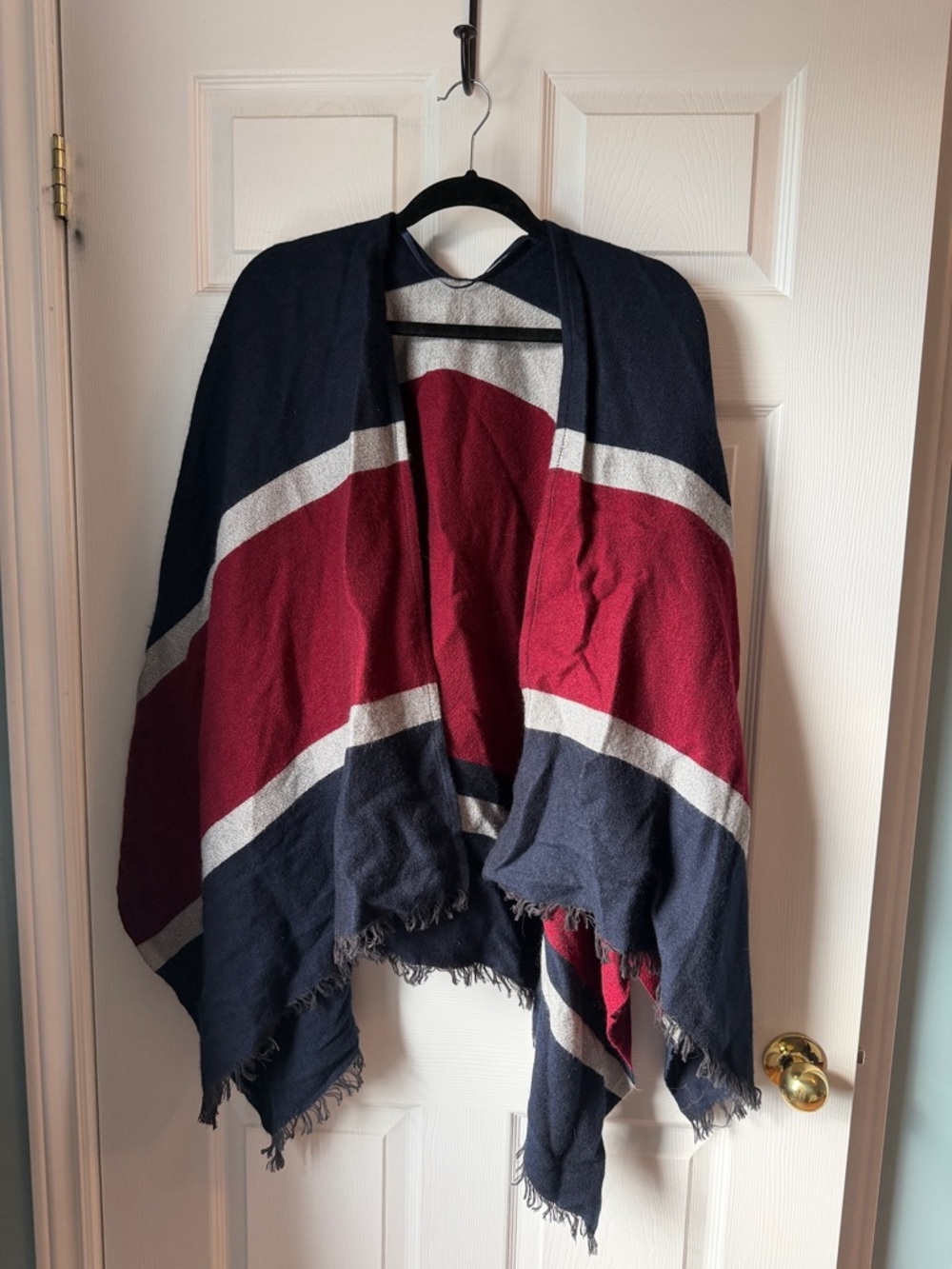 Tommy Hilfiger Navy, Red & White Striped Poncho